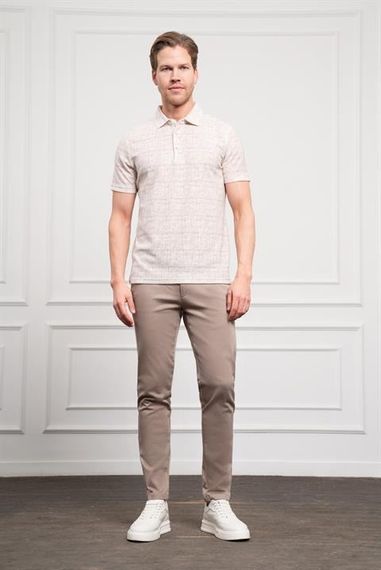 Morven Erkek Bej Trend Polo Yaka Desenli Dynamic Fit Rahat Kesim T-Shirt - fotoğraf 2