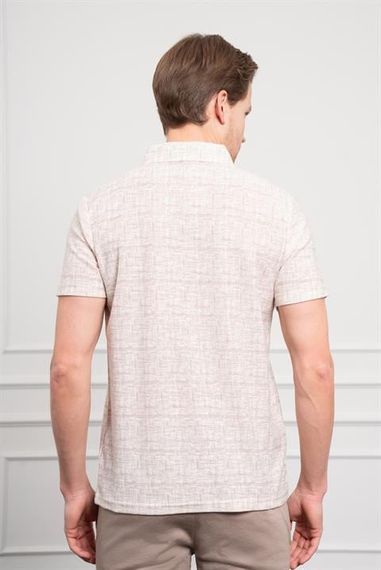 Morven Erkek Bej Trend Polo Yaka Desenli Dynamic Fit Rahat Kesim T-Shirt - fotoğraf 5