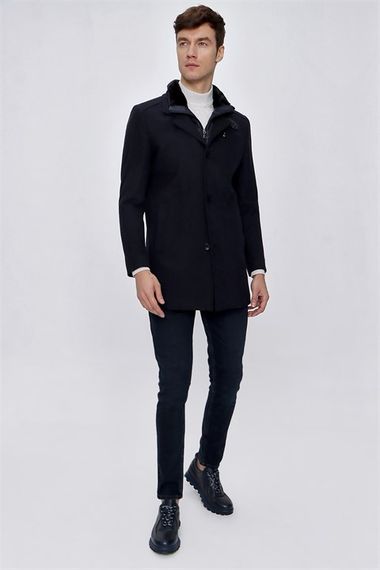  Morven Men's A-Navy Blue Diagonal Pattern Shearling Dynamic Fit Comfortable Fit Collar Coat - photo 2