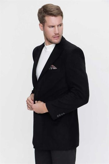 Morven Men's Black Straight Dynamic Fit Comfortable Cut Pointed Collar Coat - photo 3