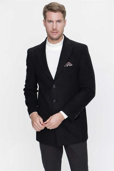 Morven Men's Black Straight Dynamic Fit Comfortable Cut Pointed Collar Coat - photo 4