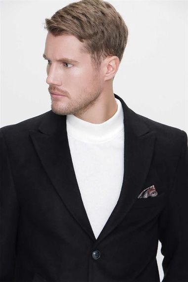 Morven Men's Black Straight Dynamic Fit Comfortable Cut Pointed Collar Coat - photo 5