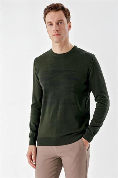 Morven Men's Khaki Trend Crew Neck Dynamic Fit Comfortable Cut Knitwear - photo 2