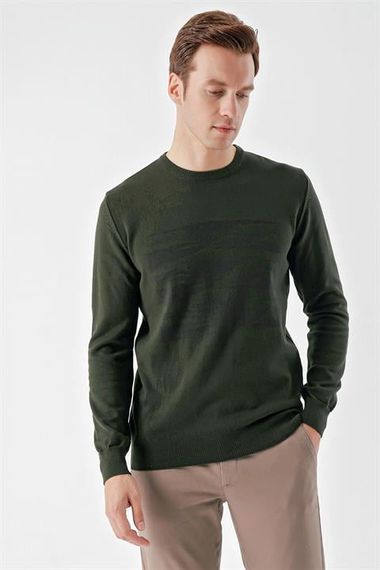 Morven Men's Khaki Trend Crew Neck Dynamic Fit Comfortable Cut Knitwear - photo 3