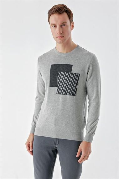 Чоловіча свитка Morven з круглим вирізом, динамічний крій, 50% бавовна, 50% акрил, довгий рукав, стильний дизайн в кольорі графіт - фото 2