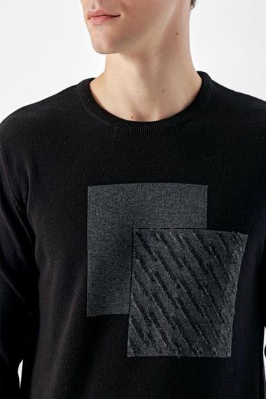 Morven Erkek Siyah Trend Roma Bisiklet Yaka Dynamic Fit Rahat Kesim Triko - fotoğraf 4