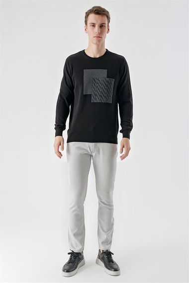 Morven Erkek Siyah Trend Roma Bisiklet Yaka Dynamic Fit Rahat Kesim Triko - fotoğraf 5