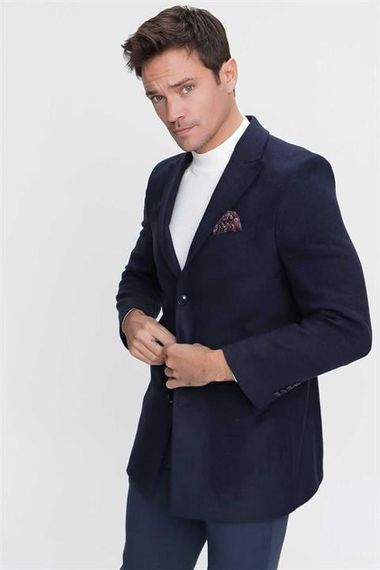 Morven Men's Navy Blue Dynamic Fit Comfort Fit Coat - photo 3