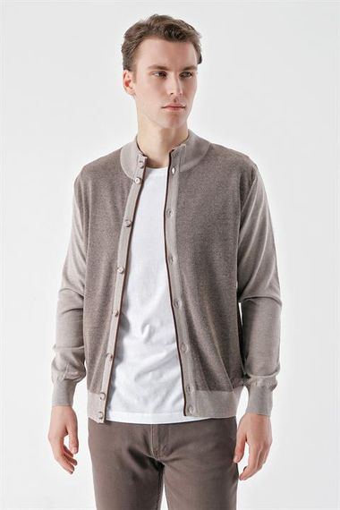 Morven Men's LIGHT BROWN Trend Eyelet Buttoned Knitwear Cardigan - photo 2