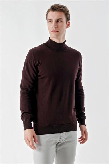 Morven Men's Purple Basic Turtleneck Dynamic Fit Comfortable Cut Knitwear - photo 1
