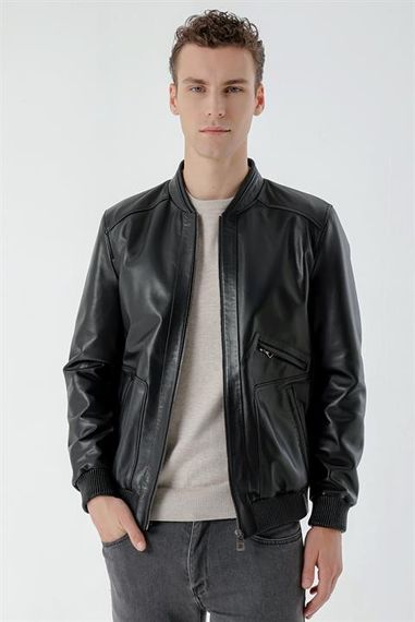 Morven Erkek Siyah Toledo Lastikli Deri Mont - fotoğraf 2