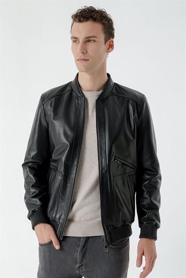 Morven Erkek Siyah Toledo Lastikli Deri Mont - fotoğraf 1