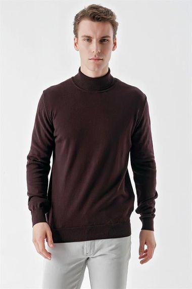 Morven Men's Purple Basic Turtleneck Dynamic Fit Comfortable Cut Knitwear - photo 3