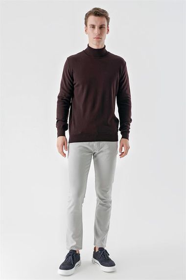 Morven Men's Purple Basic Turtleneck Dynamic Fit Comfortable Cut Knitwear - photo 5