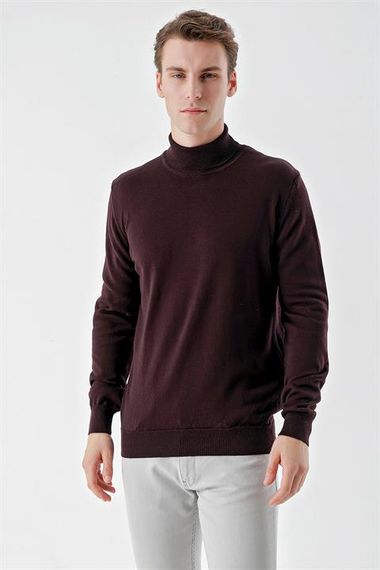 Morven Men's Purple Basic Turtleneck Dynamic Fit Comfortable Cut Knitwear - photo 2