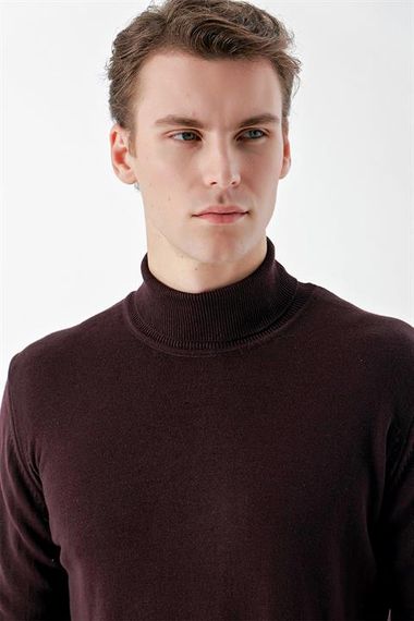 Morven Men's Purple Basic Turtleneck Dynamic Fit Comfortable Cut Knitwear - photo 4