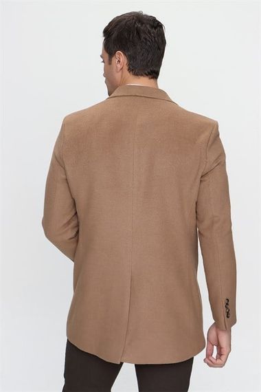  Morven Men's Beige Straight Dynamic Fit Comfortable Cut Pointed Collar Coat - photo 3