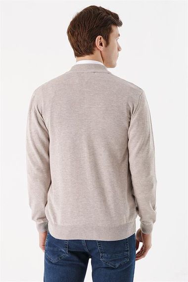 Morven Men's Beige Zippered Dynamic Fit Patterned Cardigan - photo 4