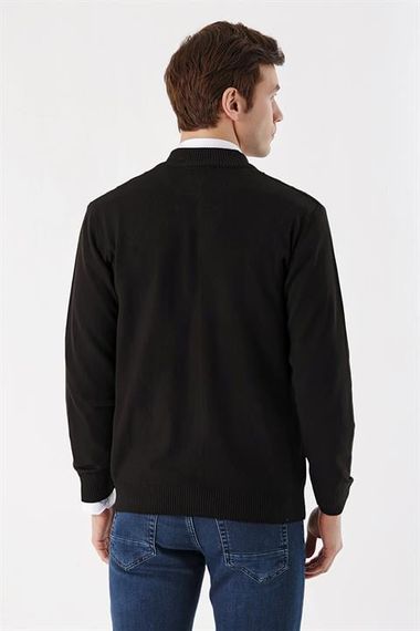 Morven Men's Black Zippered Dynamic Fit Patterned Cardigan - photo 5
