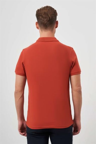 Erkek Tarçın Basic Düz %100 Pamuk Slim Fit Dar Kesim Kısa Kollu  Polo Yaka Tişört - fotoğraf 5