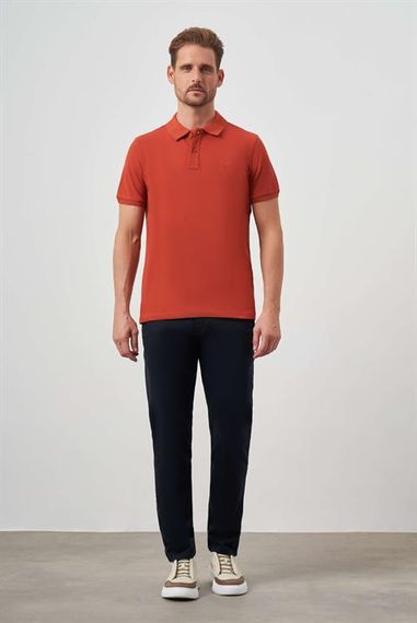 Erkek Tarçın Basic Düz %100 Pamuk Slim Fit Dar Kesim Kısa Kollu  Polo Yaka Tişört - fotoğraf 4