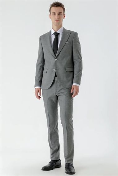 Morven Men's Black Patara Patterned Slim Fit Suit - photo 1
