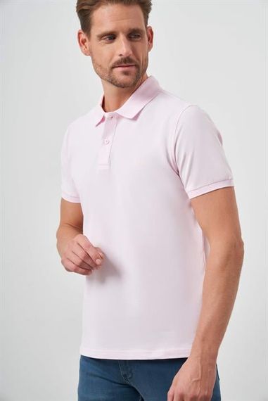 Morven Erkek Pembe Basic Polo Yaka Dynamic Fit T-Shirt - fotoğraf 3