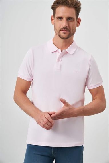 Morven Erkek Pembe Basic Polo Yaka Dynamic Fit T-Shirt - fotoğraf 2