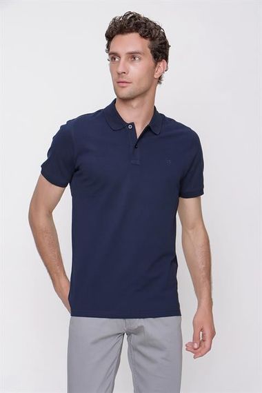 Morven Erkek Lacivert Basic Polo Yaka Dynamic Fit T-Shirt - fotoğraf 2