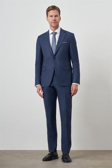Morven Erkek Lacivert Poliviskon Slim Fit Mono Yaka Takım Elbise - صورة 2