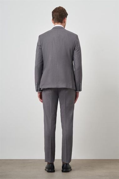 Morven Erkek Gri Poliviskon Slim Fit Mono Yaka Takım Elbise - صورة 5