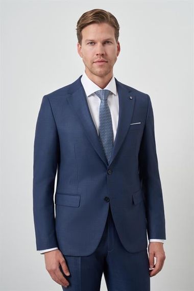 Morven Erkek Lacivert Poliviskon Slim Fit Mono Yaka Takım Elbise - صورة 1