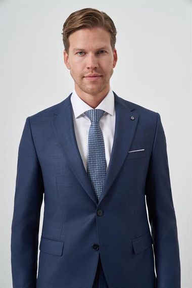Morven Erkek Lacivert Poliviskon Slim Fit Mono Yaka Takım Elbise - صورة 3