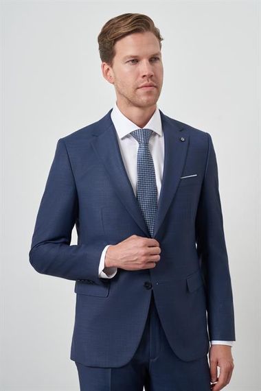 Morven Erkek Lacivert Poliviskon Slim Fit Mono Yaka Takım Elbise - صورة 4
