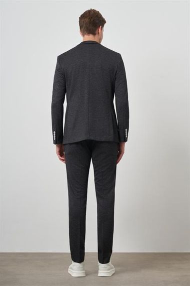 Morven Erkek Siyah Trend Slim Fit Yandan Lastikli Mono Yaka Takım Elbise - photo 5