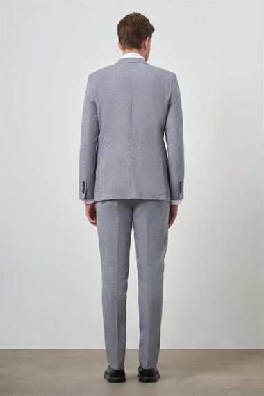 Morven Erkek Mavi Tend Keten Slim  Fit Sivri Yaka Takım Elbise - фото 5