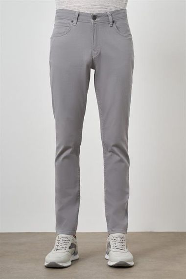 Morven Erkek Gri Pamuk 5 Cep Slim Fit Jean Kot Pantolon - photo 1