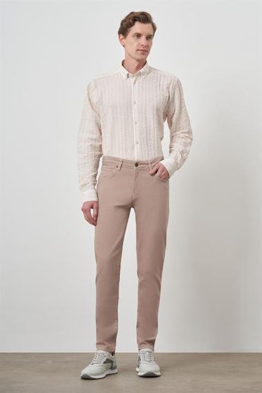 Morven Erkek Bej Pamuk 5 Cep Slim Fit Jean Kot Pantolon - photo 2
