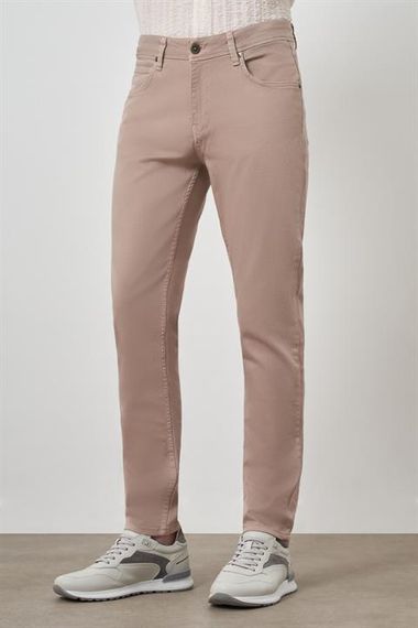 Morven Erkek Bej Pamuk 5 Cep Slim Fit Jean Kot Pantolon - photo 3