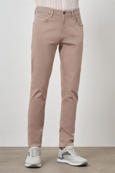Morven Erkek Bej Pamuk 5 Cep Slim Fit Jean Kot Pantolon - photo 4