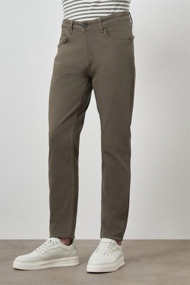 Morven Erkek Haki Pamuk 5 Cep Slim Fit Jean Kot Pantolon - photo 3