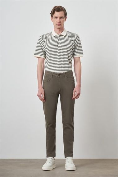 Morven Erkek Haki Pamuk 5 Cep Slim Fit Jean Kot Pantolon - photo 2