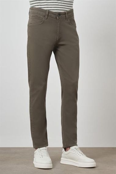 Morven Erkek Haki Pamuk 5 Cep Slim Fit Jean Kot Pantolon - photo 4