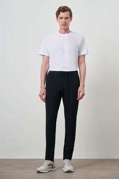 Morven Erkek Lacivert Trend Slim Fit İpli Jogger Pantolon - fotoğraf 2