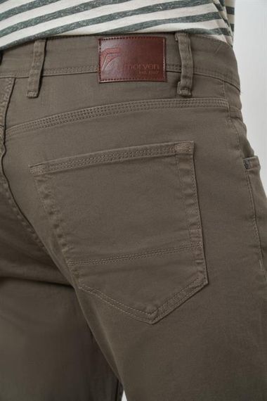 Morven Erkek Haki Pamuk 5 Cep Slim Fit Jean Kot Pantolon - photo 5