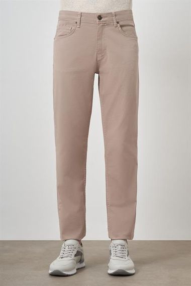 Morven Erkek Bej Pamuk 5 Cep Dynamic Fit Jean Kot Pantolon - fotoğraf 1
