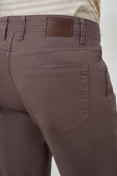 Morven Erkek KAHVE Pamuk 5 Cep Dynamic Fit Jean Kot Pantolon - фото 4