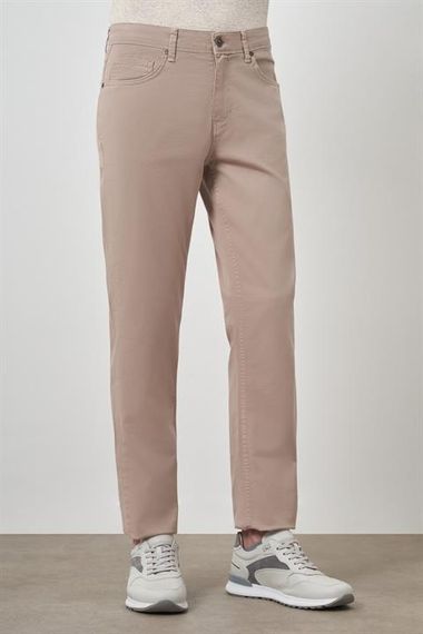Morven Erkek Bej Pamuk 5 Cep Dynamic Fit Jean Kot Pantolon - fotoğraf 3