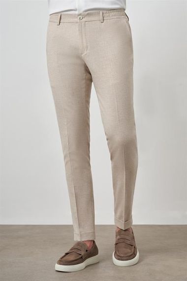 Morven Erkek Bej Trend Tam Lastikli Slim Fit Pantolon - фото 3