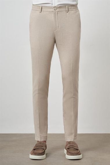 Morven Erkek Bej Trend Tam Lastikli Slim Fit Pantolon - фото 1